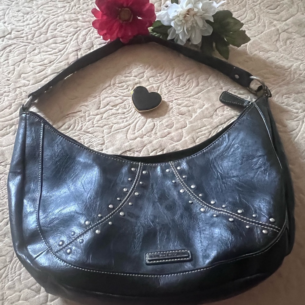Nine West Black Hobo Bag with Silver Studs